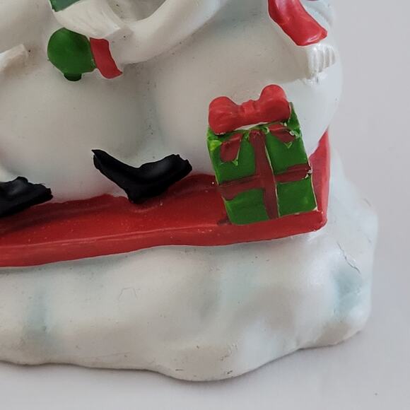 Festive Snowman Figurine on Sled with Gift Decoration 3.5x3 inches - Picture 7 of 13